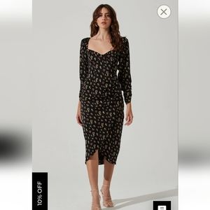 Astr the label floral silk midi dress